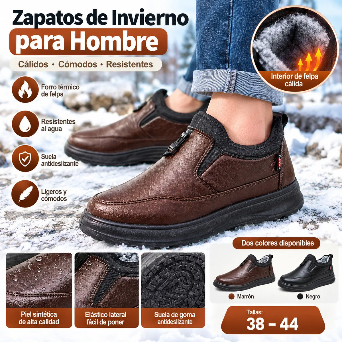 【39-44】Botas de invierno nuevas para hombre, de terciopelo y algodón grueso.