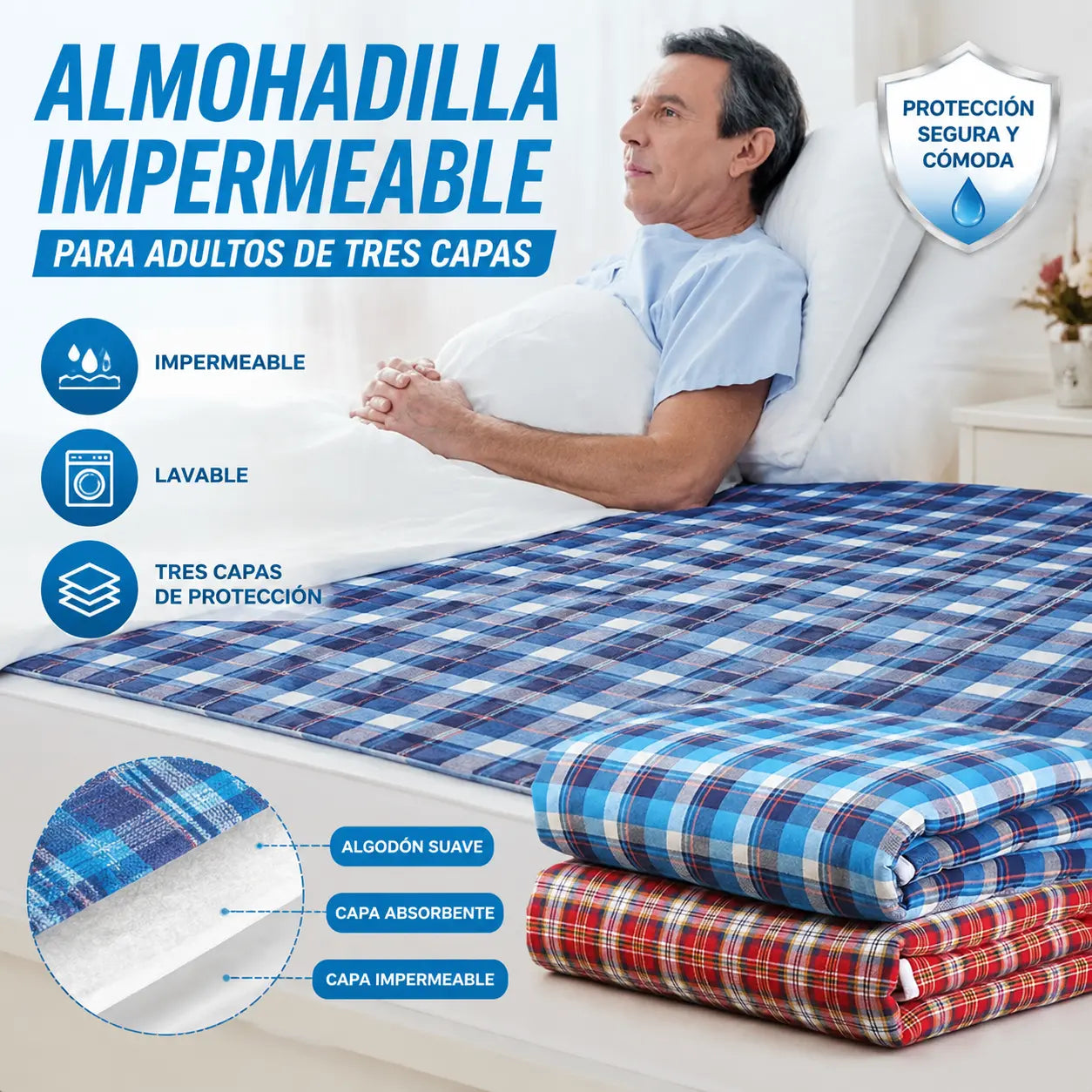 Oferta por tiempo limitado (50*70cm) Almohadilla lavable y transpirable para el cuidado de pañales para adultos