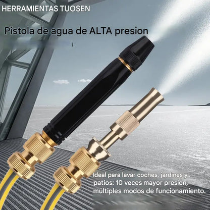 【2 piezas 】Pistola de agua metálica multifuncional de alta presión, con diseño de refuerzo, cuerpo metálico duradero y múltiples modos de pulverización para exteriores.