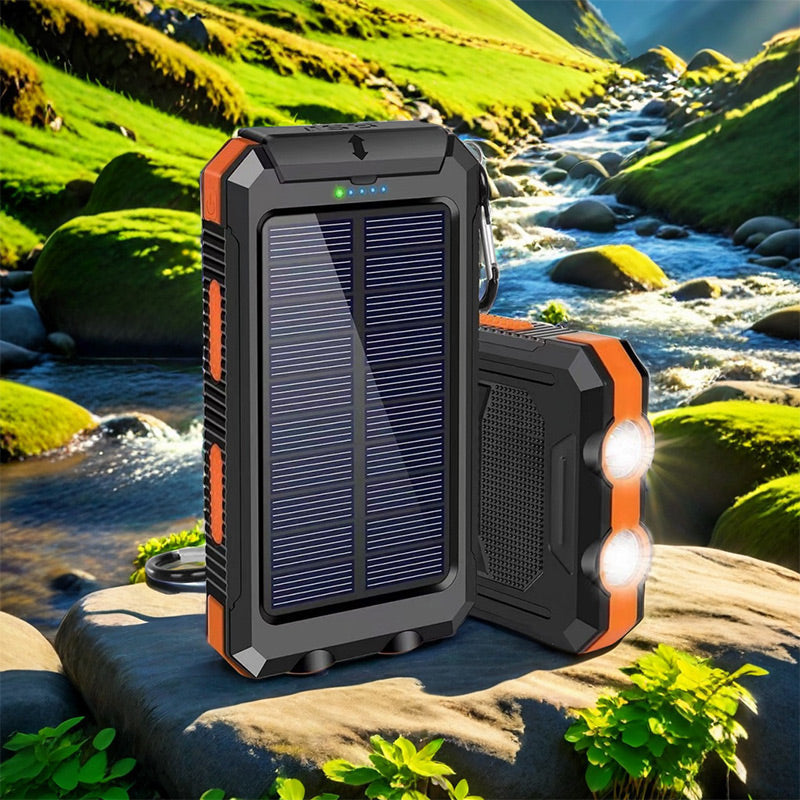 ☀️Batería externa solar de 10000 mAh, cargador solar con doble lámpara LED, ideal para viajes y acampadas #SELECCIONESPRECIOSAS