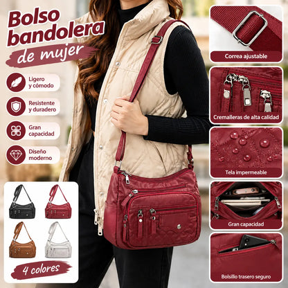 👜Nuevo bolso bandolera/cruzado de piel suave de gran capacidad, elegante y retro.