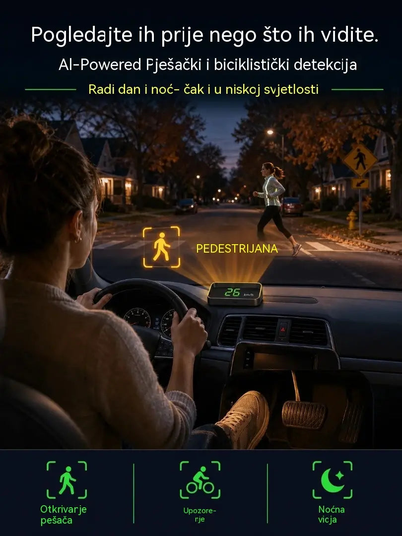 【Švicarska vojna GPS navigacija s upozorenjem na izbjegavanje】Novi GPS brzinomjer i tahometar s HUD zaslonom