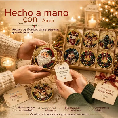💖Un juego de 6 piezas por solo 23 euros.🎄✨Adornos navideños de madera hechos en casa