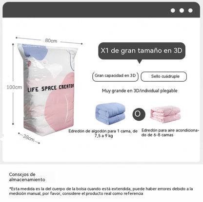 [Paquete de 5] Bolsas de almacenamiento al vacío 3D que no requieren bomba.