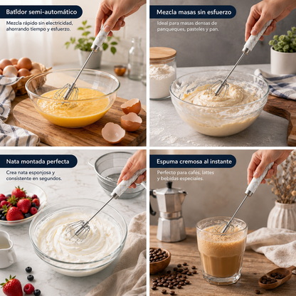🥳¡Compra 1 y llévate 1 GRATIS!💞🥚 Batidor semiautomático de acero inoxidable – ¡Bate huevos y nata en segundos, sin electricidad! ✨