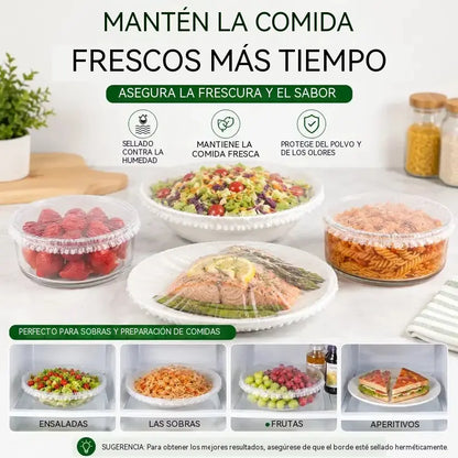 🍽️✨【200 piezas】Film transparente desechable, ideal para recipientes y alimentos. Se ajusta perfectamente, ofrece un buen sellado y es fácil de usar.🥗