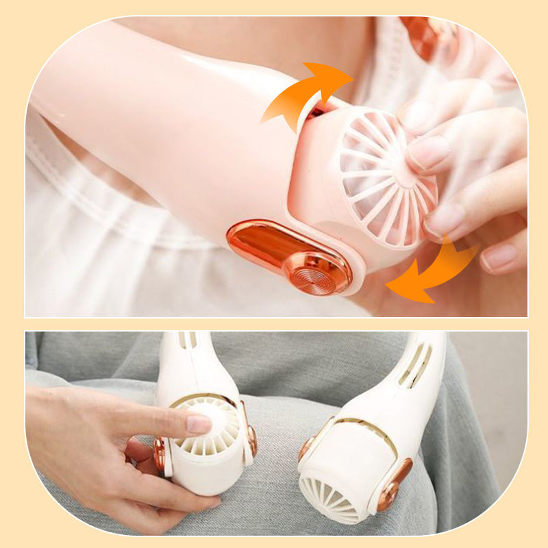 🍃 Ventilador de cuello tipo aire acondicionado: ultrasilencioso, con rotación de 360° y 3 velocidades. Refrigeración manos libres y batería de larga duración. ¡Imprescindible para el verano!