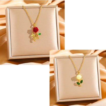 🔥Compra 1 y llévate 1 gratis🔥🌹💎 Collar con colgante de rosa para mujer
