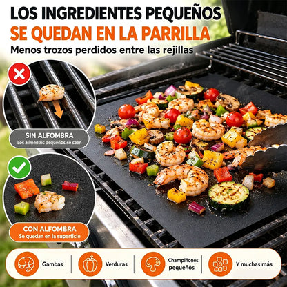 🔥🥩 Alfombrilla Antiadherente para Barbacoa | Protector Reutilizable de Alta Temperatura para BBQ, Parrilla y Horno