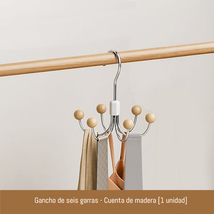 🔥Compra 1 y llévate 1 gratis🔥✨Percha multifuncional giratoria de 360° con 6 ganchos.