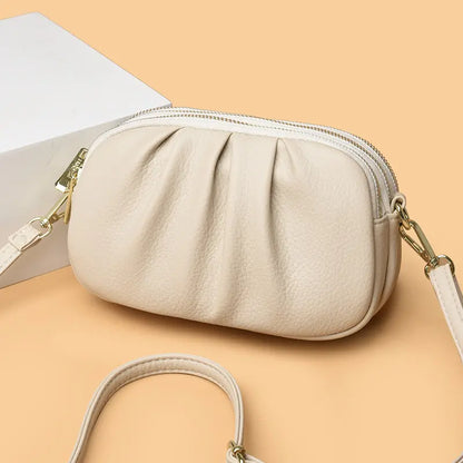 ✨🎀Bolso bandolera de piel con varios compartimentos y forma de concha