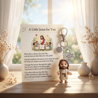 Un pequeño Jesús para ti: un entrañable set de regalo con llavero y tarjeta con poema.🙏💌🌟