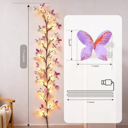 ✨ Luces LED Flexibles en Forma de Enredadera con Mariposas – Decora tu Hogar con un Ambiente Mágico y Cálido 🦋💡