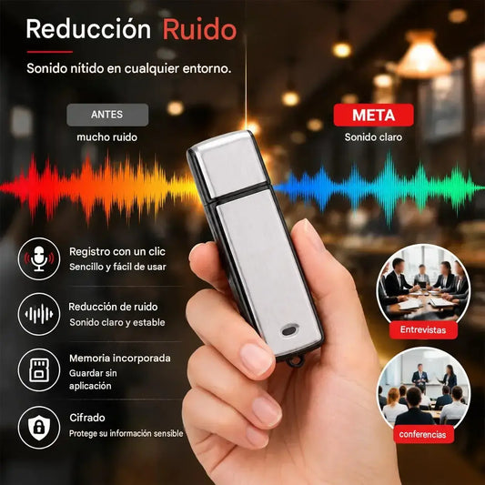 Grabadora de voz USB portátil de alta resolución con reducción de ruido