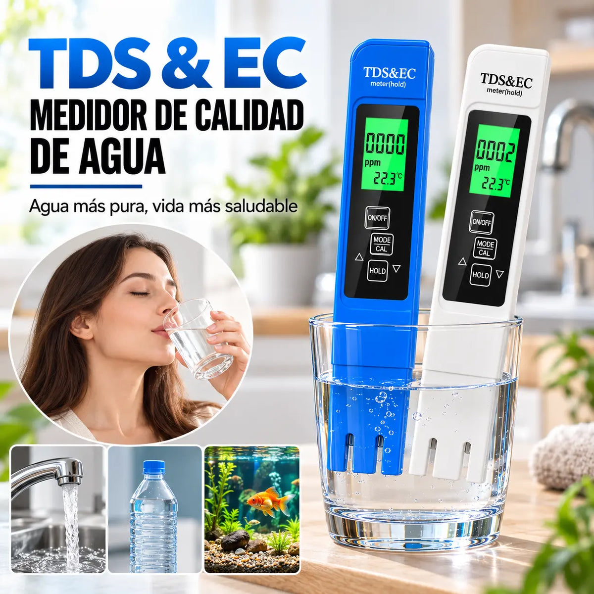 💧Medidor de calidad de agua 3 en 1 TDS