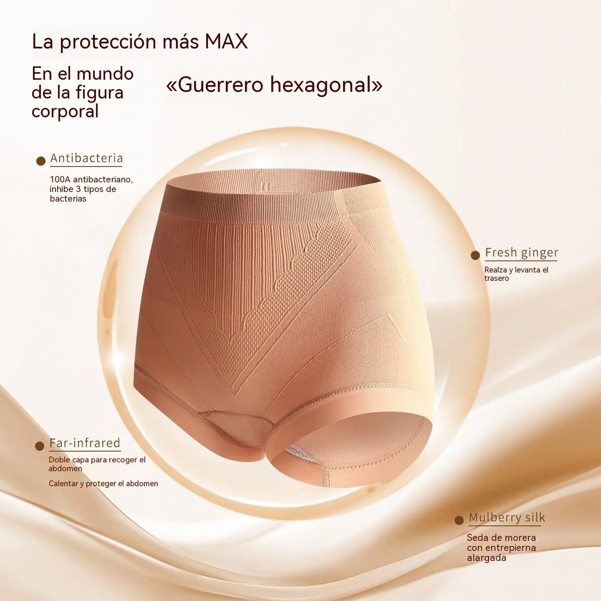 【4 piezas】【40-80kg】Bragas de seda antibacteriana de talle alto: cómodas y transpirables; realzan y moldean los glúteos a la vez que recogen eficazmente el abdomen para lograr un efecto reductor.