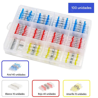 【Paquete de 100 unidades】 25 € 🔥 Kit multifuncional de reparación de cables: combinación de terminales termorretráctiles y herramienta de soldadura