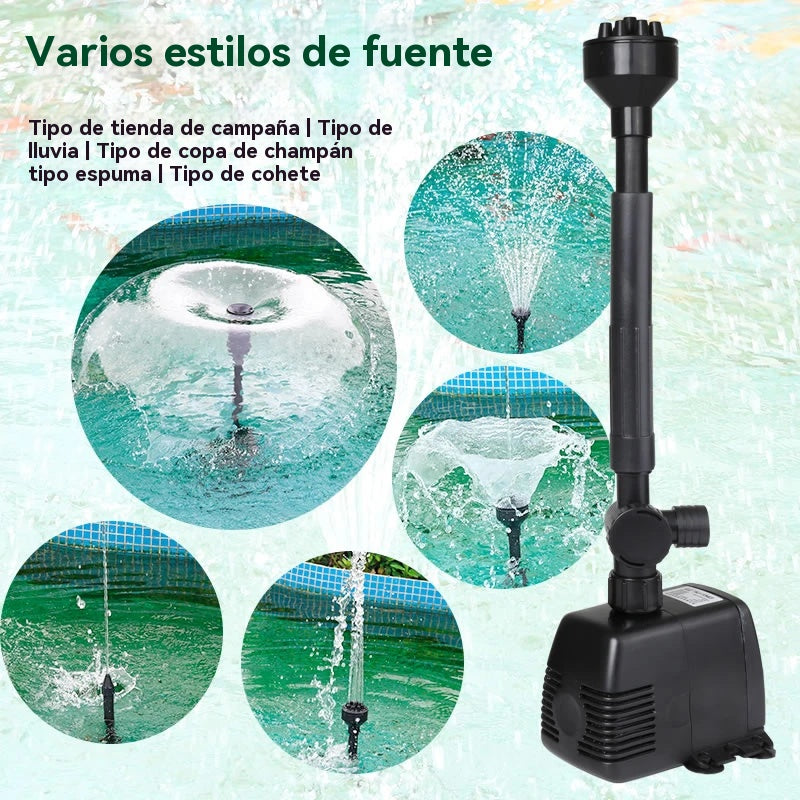 ⛲🌈Bomba de fuente con iluminación LED de colores, bomba de fuente EQB-600P de 8 W (adecuada para profundidades de agua inferiores a 30 cm)