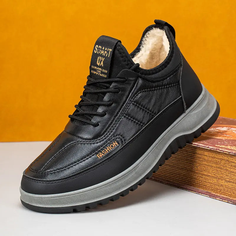 【39-45】Zapatos deportivos casuales de invierno impermeables de cuero genuino para hombre, suela de terciopelo suave, nuevo estilo
