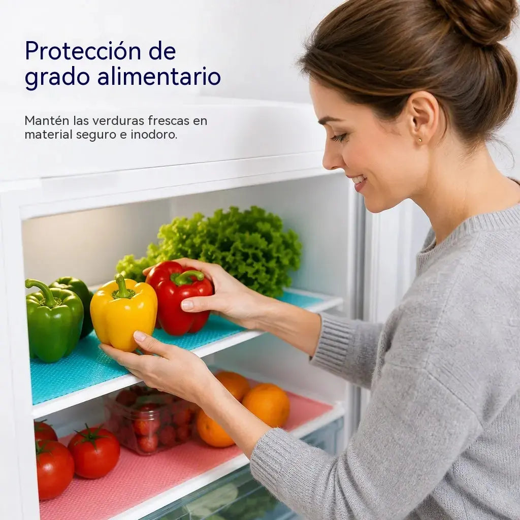 【8 piezas 】 Protectores impermeables para estantes de refrigerador — Antideslizantes, fáciles de limpiar y aptos para contacto con alimentos — Mantén los estantes ordenados y frescos ✨