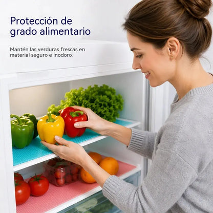 【8 piezas 】 Protectores impermeables para estantes de refrigerador — Antideslizantes, fáciles de limpiar y aptos para contacto con alimentos — Mantén los estantes ordenados y frescos ✨