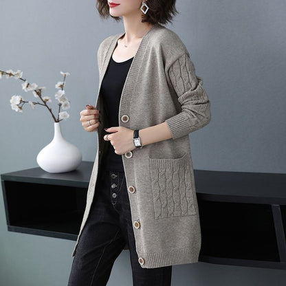 ✨🎀【S–4XL】Nuevo cárdigan de punto para mujer (tallas grandes) – Corte holgado, grueso y cómodo