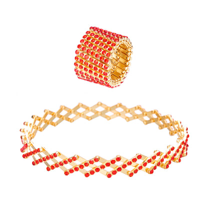 💎💍Un anillo/pulsera mágica retráctil de siete filas de diamantes que se puede usar de dos maneras.