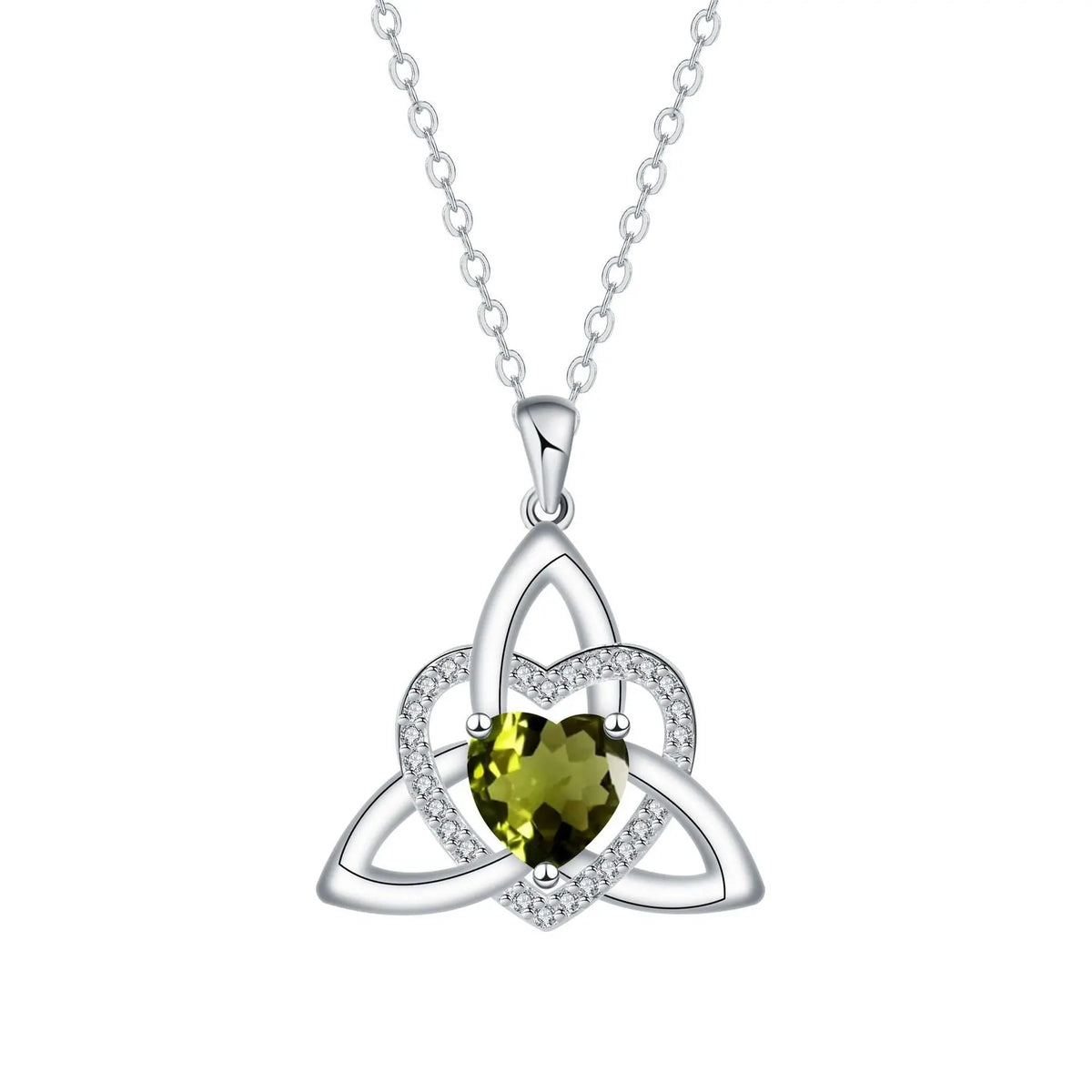 ⏳Oferta por tiempo limitado⏰ Collar de corazón con nudo de la Trinidad celta y piedra de nacimiento✨ Colgante de corazón con nudo de la Trinidad celta y piedra de nacimiento