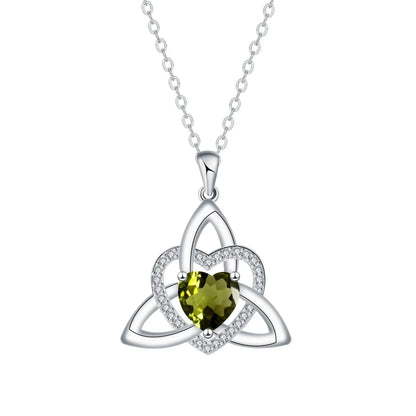 ⏳Oferta por tiempo limitado⏰ Collar de corazón con nudo de la Trinidad celta y piedra de nacimiento✨ Colgante de corazón con nudo de la Trinidad celta y piedra de nacimiento