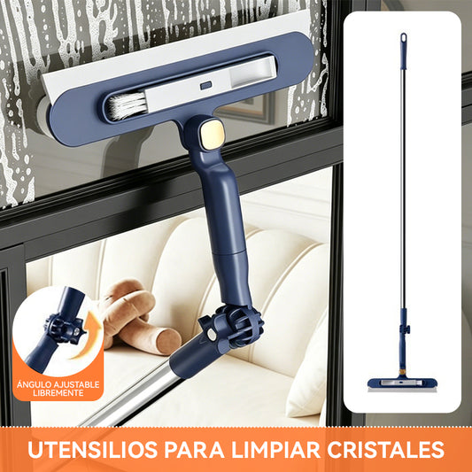 🧼✨ Limpiacristales 2 en 1 de doble cara con mango extensible para limpiar cristales en edificios altos.