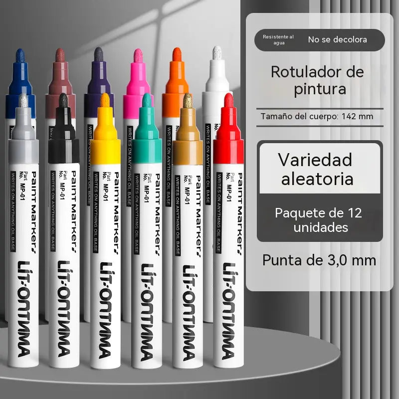 🖊️【Paquete de 12】Con un precio de 27 euros🎨Rotulador de pintura resistente al agua, al aceite y a la decoloración.