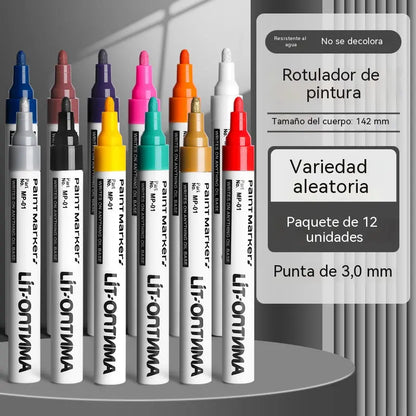 🖊️【Paquete de 12】Con un precio de 27 euros🎨Rotulador de pintura resistente al agua, al aceite y a la decoloración.