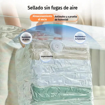 ✨🗃️ Juego de 5 piezas 💨 Bolsas de almacenamiento compresibles grandes: No se necesita bomba de aire, son a prueba de fugas, ideales para ahorrar espacio en tu maleta y en casa ✈️
