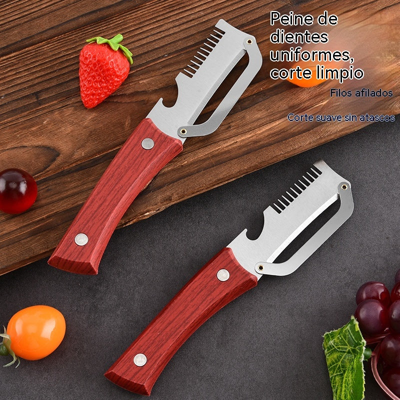 ✅2 artículos 🧅🔪 Pelador de cocina multifuncional 3 en 1: ¡Pela, corta y abre botellas! 🔥