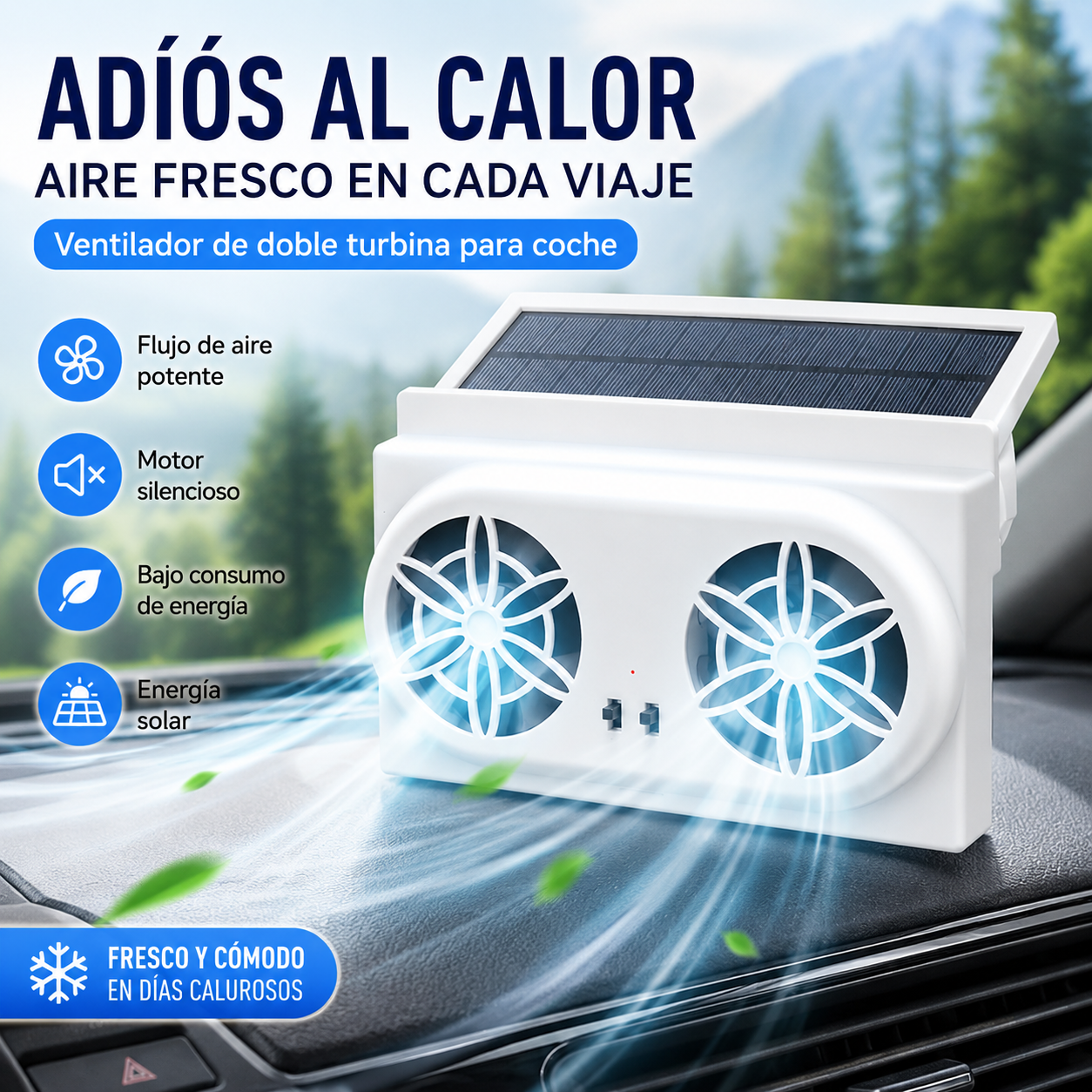 🌀Ventilador de escape para coche alimentado por energía solar