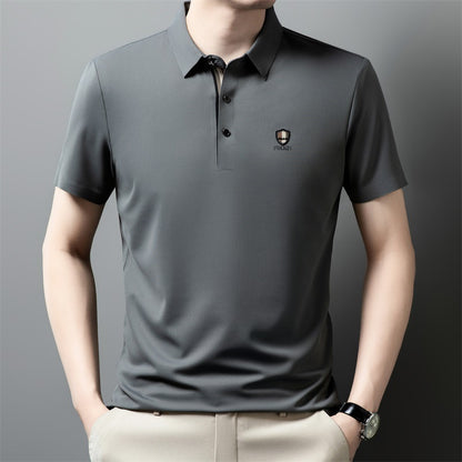 【M-4XL】Verano 2026 Nuevo polo casual con solapa de media manga de seda helada