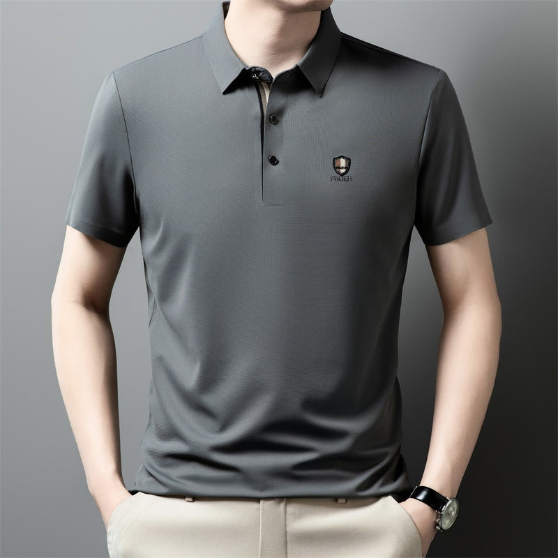 【50%OFF】【M-4XL】Verano 2026 Nuevo polo casual con solapa de media manga de seda helada