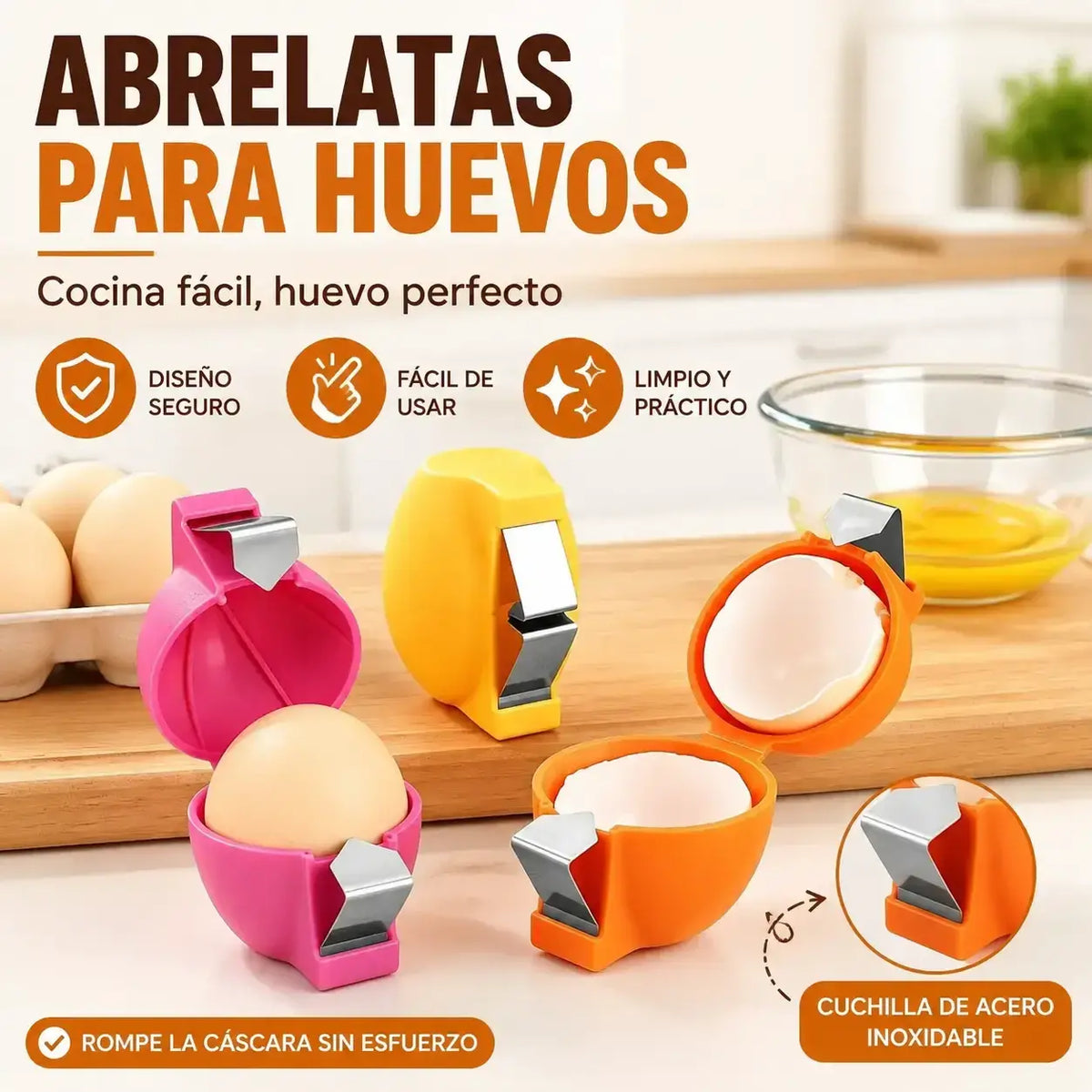 🥚🍳🔥50% de descuento🔥3 piezas🥚 Abrehuevos