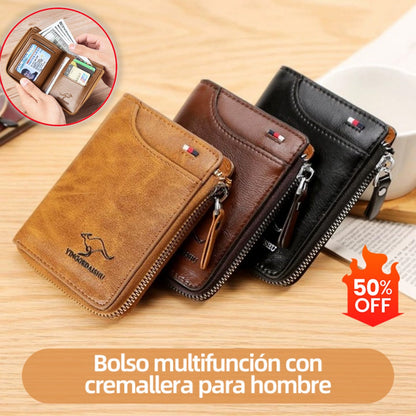 🔥【Venta caliente】Nueva cartera retro de cuero genuino multicapa de gran capacidad para hombre.