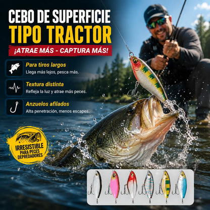🐟🎣【6 piezas】Cebo de hélice de tractor biónico Minnow