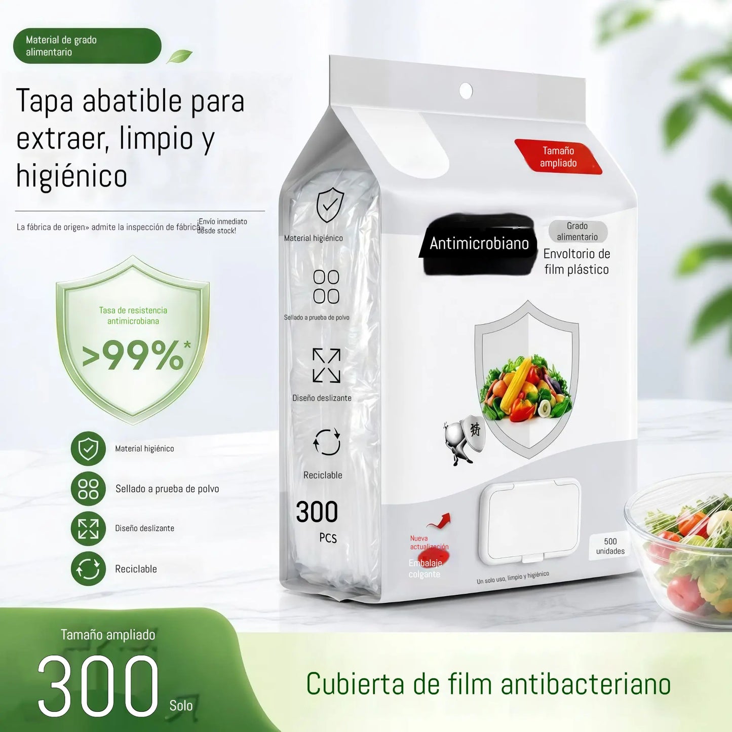 🔥(300 unidades)Solo 24 euros🍽️Funda de plástico antibacteriana extragrande y gruesa apta para uso alimentario