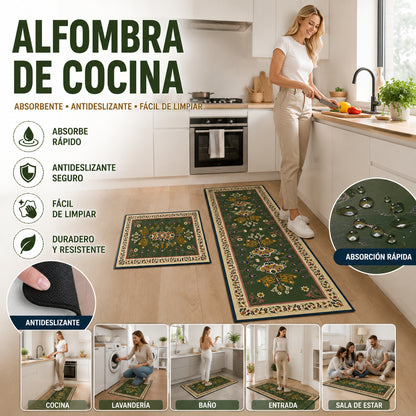 【40x60 + 40x120 cm】Alfombra de suelo antideslizante, resistente a las manchas y altamente absorbente.