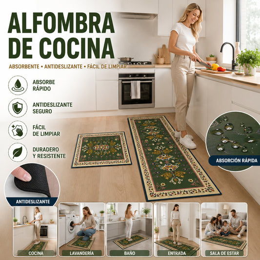 【40x60 + 40x120 cm】Alfombra de suelo antideslizante, resistente a las manchas y altamente absorbente.