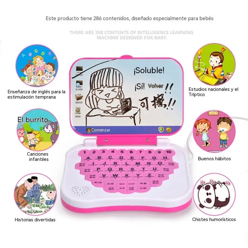 Máquina de aprendizaje educativo para niños con tablero de dibujo, cuaderno y herramientas de dibujo.