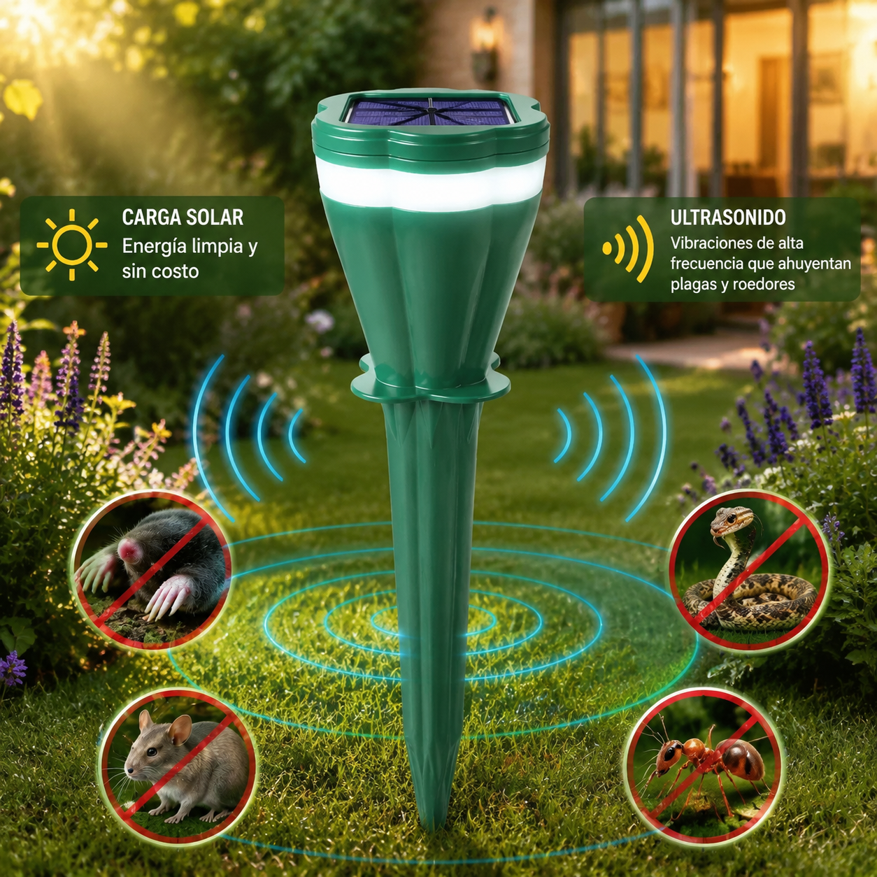 ☘️Producto en oferta - 50% de descuento ☘️ Repelente de animales solar e impermeable