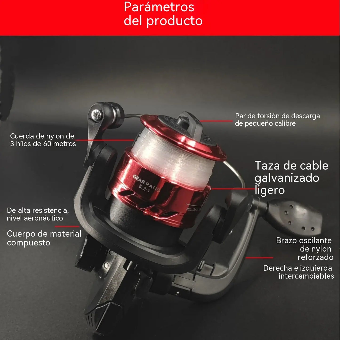 🦈🦈 Carrete de pesca de spinning de alta capacidad