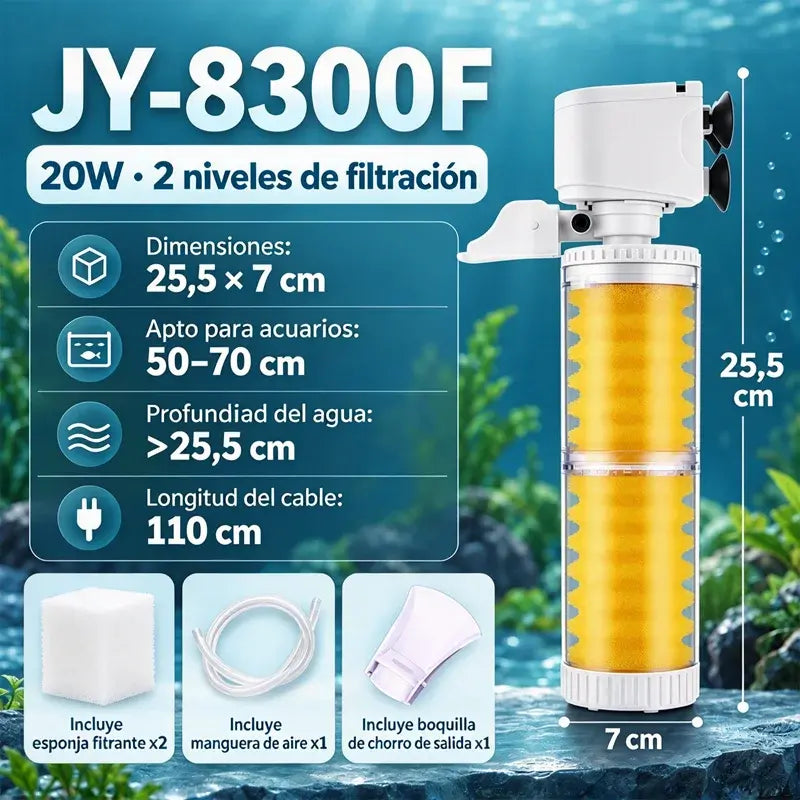 🐠💧 Filtro 3 en 1 para Acuario | Separador de Residuos, Bomba de Agua y Sistema de Filtración con Circulación