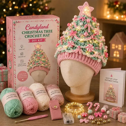 🧵🎄Oblíbená sada na háčkování vánočního stromečku a čepice