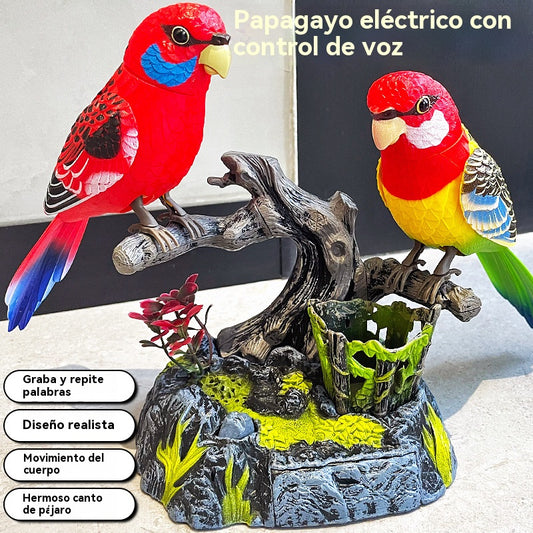 🦜Juguete inteligente para pájaros con sensor controlado por voz, juguete para loros que puede aprender a hablar