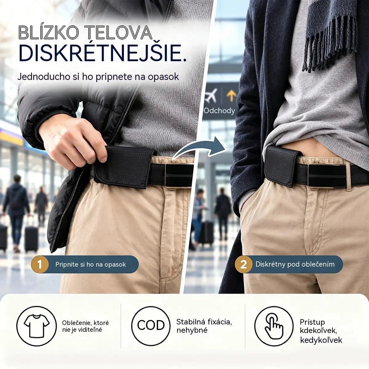 👝✨ Cestovná mini taška do pása pre ženy a mužov | Kompaktná taška na pas, peniaze, karty a doklady
